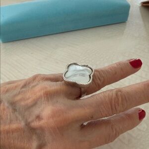Elegant Silver and White Flower Ring